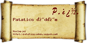 Patatics Ádám névjegykártya
